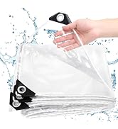 8x10ft 20Mil Clear Tarp Heavy Duty Waterproof PVC Transparent Tarpaulin with Grommets, Thickened ...