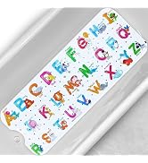 Linoows Baby Bath Tub Mat, Extra Large Non Slip Kids Cartoon Bathtub Shower Mats with Suction Cup...