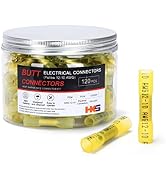 HKS 120 PCS Yellow Heat Shrink Butt Connector 12-10 AWG - Electrical Connectors - Tinned Red Copp...
