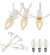 KGC LED Accessory Cord with 3 LED Night Light Bulbs, White Cord with On/Off Switch Plugs - C7 led...