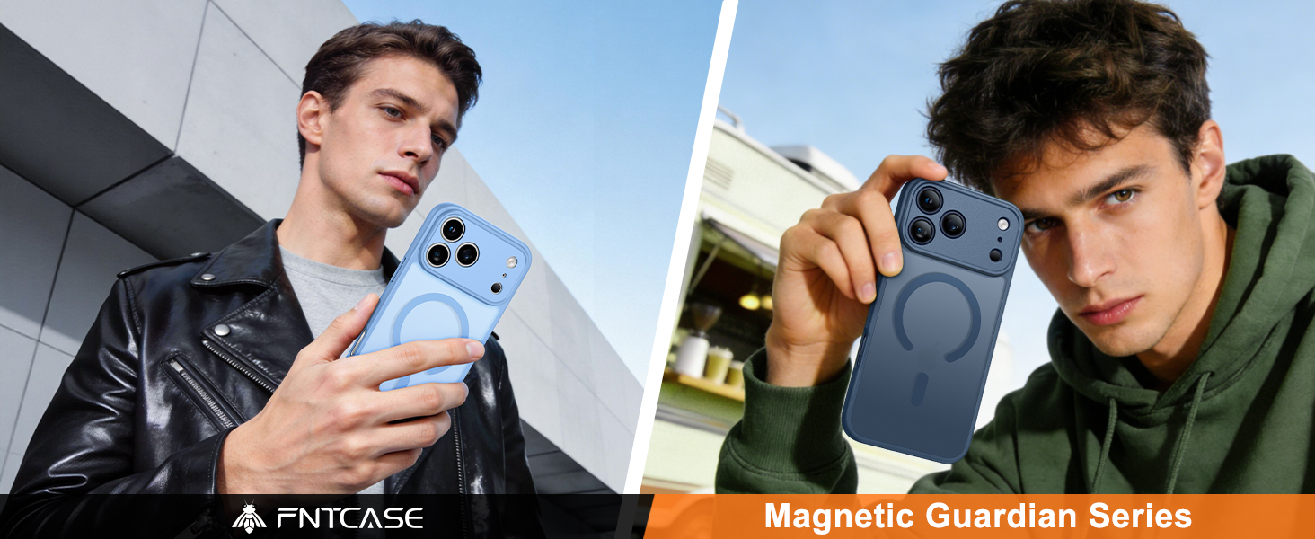 FNTCASE for iPhone 17 Pro Case: Translucent Light Blue Slim Cases Compatible with MagSafe