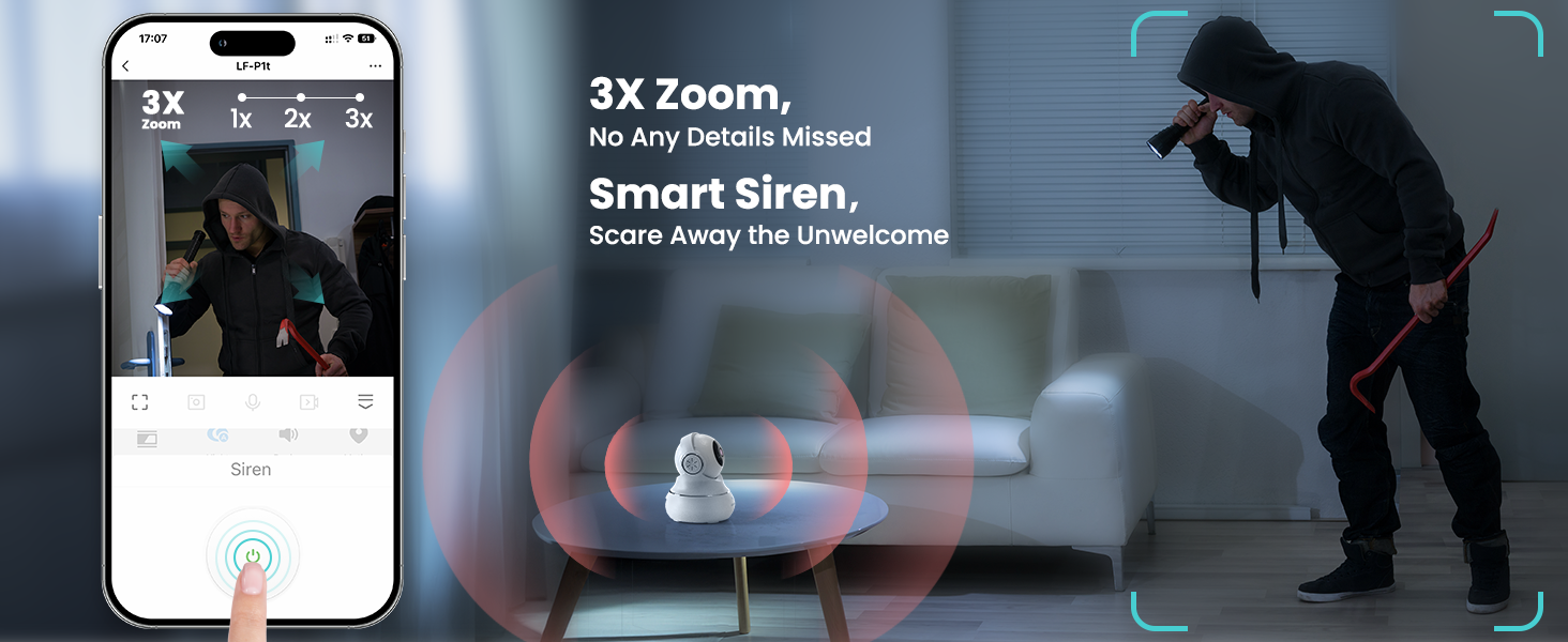 security camera indoor with smart siren nanny cam cameras for home security