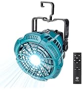 GRVODFRTA Portable Camping Fan with LED Lantern for Makita 18V Battery Operated Tent Ceiling Fan ...