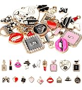 BigOtters 38PCS Assorted Mini Gold Plated Enamel Charm Set, 18PCS Women Makeup Fashion Charms Pen...