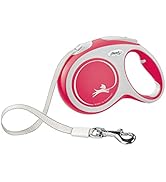 FLEXI New Comfort Retractable Dog Leash (Tape), for Dogs Up to 132lbs, 16 ft, Large, Red/Pastel