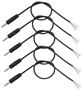 ELNONE 5PCS 0.3M/1FT 3.5mm Male to Bare Wire Open End TRS 3 Pole Stereo Cable for 3.5mm Stereo Ma...