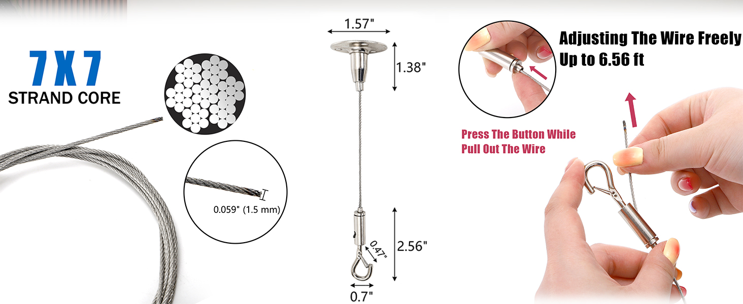 ELFULLY 8 Pcs Adjustable Hanging Wire