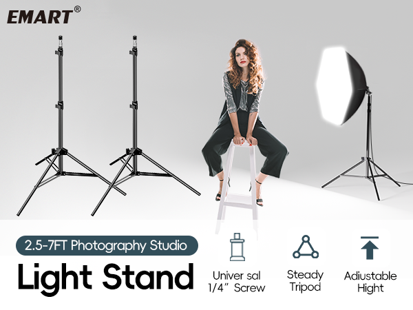 EMART 2 Pack 7 Ft Light Stand for Photography, Portable Photo Video Tripod Stand phone