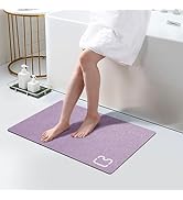 Diatomaceous Earth Bath Mat Rugs Quick Dry Super Absorbent Non Slip Rubber BottomThin Bathroom Ma...