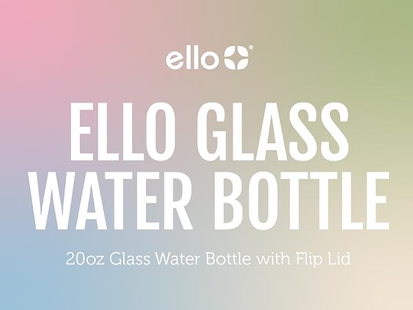 ello syndicate 20oz glass reusable water bottle with carry loop and silicone sleeve