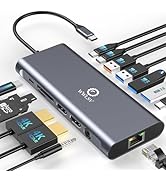 Laptop Docking Station Dual Monitor for MacBook/Dell/HP/Lenovo, 14 in 1 USB C Hub, Hdmi Hub for M...