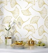 Peel and Stick Wallpaper White and Gold Contact Paper for Cabinets Removable Self-adhesive Wallpa...