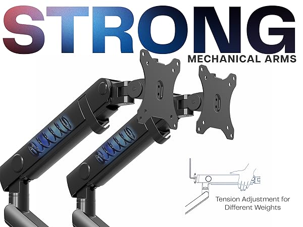 DUAL MECHANICAL SPRING DESK MOUNT DUAL MONITOR DESK MOUNT COUNTERBALANCE DUAL ARM MONITOR MOUNT