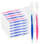 HQSLsund 100 pcs Prepasted Disposable Toothbrushes Bulk Individually Wrapped Pre Pasted Soft Bris...