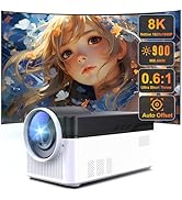 8K Video Decode & Android 14.0 Smart Projector with WiFi and Bluetooth, 650 ANSI 8K Support Nati...