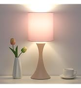 Seaside village Pink Touch Lamp, 3 Way Touch Control Desk Lamp, Bedside Dimmable Lamp Decorative ...