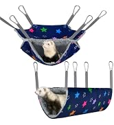 Bienbee 2 Pcs Ferret Rat Hammock Set for Cage Washable Guinea Pig Hideout Bed Soft Small Animal H...