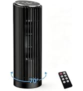 PNTCK Tower Fan for Bedroom, 23ft/s Desk Fan with Remote, 70° Oscillating, Standing Table Fan wit...