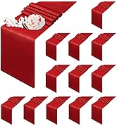 12 Pack Table Runner, 12x108in Satin Disposable Tabletop, Washable Bright Silk and Smooth Fabric,...