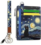 Hancynir Black Cat Slim Wallet Women Credit Card Holder, RFID Blocking Front Pocket Wallet Wristl...