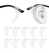 PTSLKHN Soft Silicone Eyeglass Ear Hooks, 10 Pairs of Non-Slip Eyeglasses Ear Grips for Glasses, ...