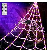 Spider Webs Halloween Decorations Lights - 250 LEDs Outdoor Halloween String Lights with 60