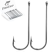 FishTrip 100 Pack Aberdeen Fishing Hooks Freshwater, Long Shank Light Wire Worm Hooks - Live Bait...
