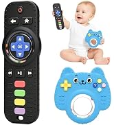 Chuya 2 Pack Baby Remote Teething Toys Sensory Toy for Babies 0-6 Months, Silicone Teething Ring ...