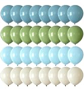CVPARTYON Dusty Blue Sage Green Balloons 55 pcs 12 Inch Light Blue Sand White Latex Balloons for ...