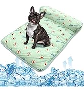 PUMYPOREITY Cooling Dog Bed, Pet Cooling Mat with Pillow, Ice Silk Cooling Dog Blanket, Self Cool...
