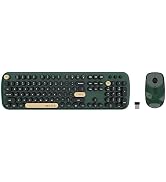 Colorful Wireless Computer Keyboards Mouse Combos, UBOTIE Polychrome Round Keycaps Retro PC Keybo...