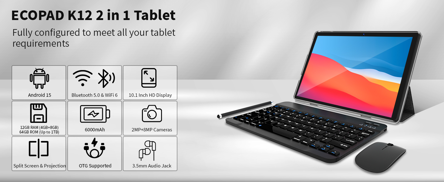 android 15 tablet with keyboard and stylus