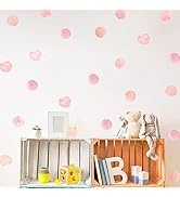 Pink Polka Dot Wall Decals 72 Pcs Watercolor Dots Wall Sticker for Kids Baby Girls Teens and Nurs...