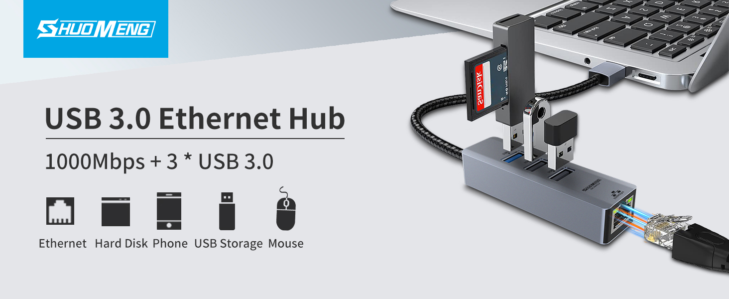 Shuomeng USB 2.0 USB 3.0 Ethernet hub