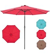 NEWBULIG 10ft Solar Patio Umbrella with 32 LED Lights, Table Market Umbrella with Tilt Adjustment...