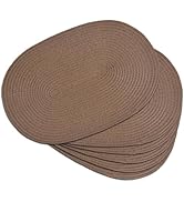 Noctiflorous Woven Oval Braided Placemats Set of 6-12 x 17.5 Inch Washable Non-Slip Heat Resistan...