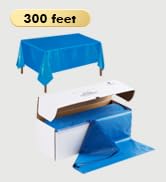 54 Inch X 300 Feet Plastic Table Cloths with Cutter Box, Disposable Table Cloths for Parties, Tab...