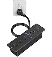 65W USB C Recessed Power Strip, Flush Mount Desktop Recessed Outlet with 4AC & 2 PD GaN USB C & 2...