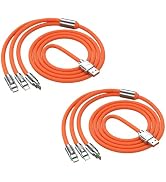 Calsgkspray 2Pcs Orange 3 in 1 Multi USB Cable 100W Multi Charger Cable Fast Charging Cable to Va...