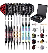Darts Plastic Tip Professional Soft Tip Darts Set for Electronic Dartboard 9 Pcs 18 Grams with 50...