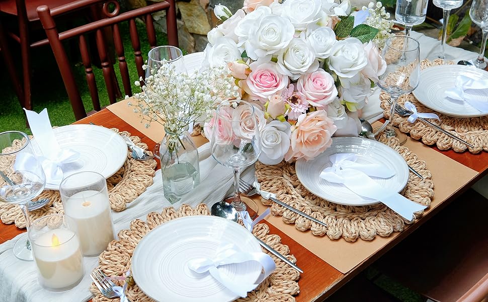 woven plate chargers; tea party placemats; bamboo placemats set of 12; jute placemats