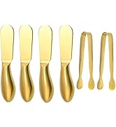 Accfore Spreader Knife Set,6-Piece Cheese and Butter Spreader Knives,Mini Serving Tongs,Stainless...