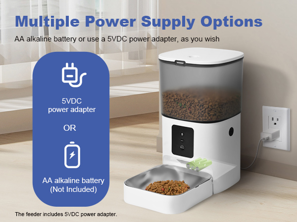 automatic cat feeder two power supplies