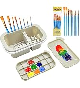 ZLY Paint Brush Cleaner,Paint Brush Basin with 10 PCS Paint Brushes,Paint Brush Holder and Organi...