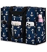 Becokan Large Tote Bag for Women Waterproof with 12 Pockets Top Zipper Closure Utility Teacher Nu...