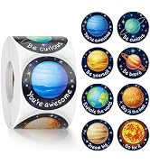 Space Solar System Stickers 500PCS Planet Motivational Stickers 1.5 Inch Round Inspirational Stic...