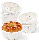 AOTASO 4 Inch Silicone Mini Fluted Tube Cake Pans with Metal Frame, 6 Pcs Nonstick Mini Flan Mold...