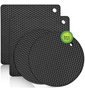 Walfos Silicone Trivet Mats - 4 Heat Resistant Pot Holders, Multipurpose Non-Slip Hot Pads for Ki...