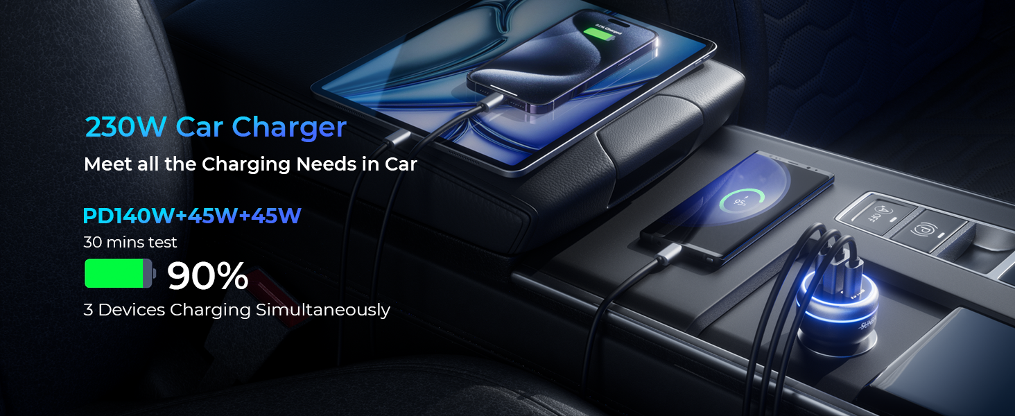 230W Car Charger Meet all the charging needs in car