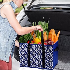 Reusable Grocery Bags Large Shopping Bags Tote Foldable Washable Storage Bins with handle
